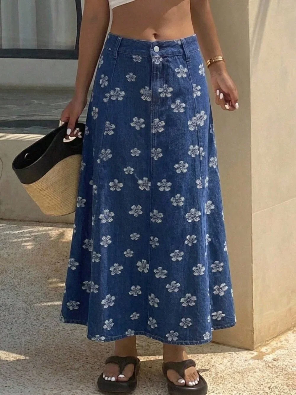 Blue Casual Women's A-Line Denim Skirt - Picture 4 of 4